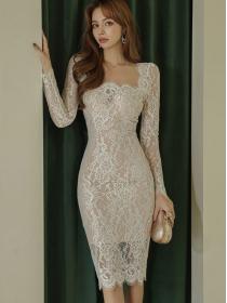 For Sale Lace Gauze Matching Hollow Out  Dress 