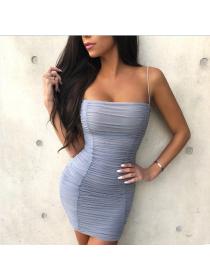 Outlet Hot style New Slim sling dress pleated Hip-full Bodycon Dress