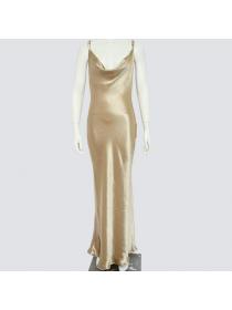 Outlet Hot style Satin backless sexy dress nightclub style evening dress