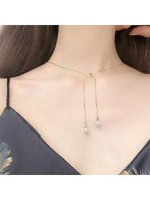 Korean fashion Simple pendant pearl necklace Jewely Simple Elegant Women’s copper Ladies Accessor...