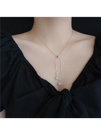 Korean fashion Simple pendant pearl necklace Jewely Simple Elegant Women’s copper Ladies Accessories
