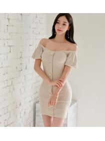 On Sale Off Collars Sexy Knitting Dress 