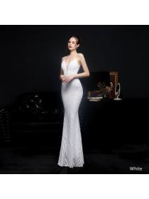 Outlet New sequined fishtail long dress banquet/car model evening dress