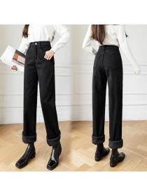 Outlet women's High waist straight-cut loose wide-leg jeans