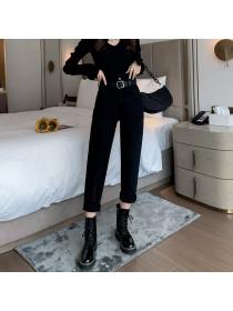 Outlet Loose cropped trousers high waist slim jeans