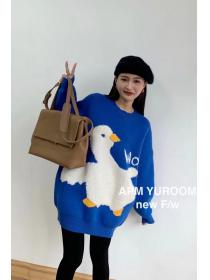 Outlet Winter Korean fashion duck Klein blue pullover for women 