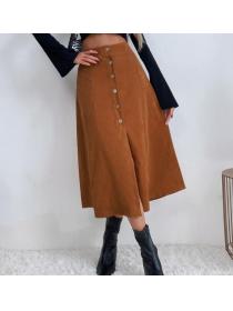 On Sale Pure Color Tall Waist Slim Skirt 