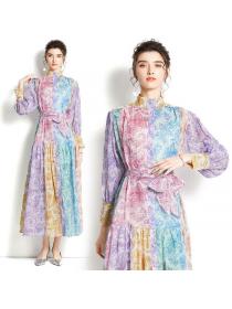 Outlet Printing Gradient  Wave Point Maxi Dress 