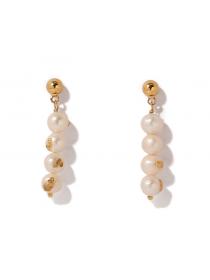 Korean fashion Natural pearl long earrings Jewely Simple Elegant Women’s brass Ladies Accessories