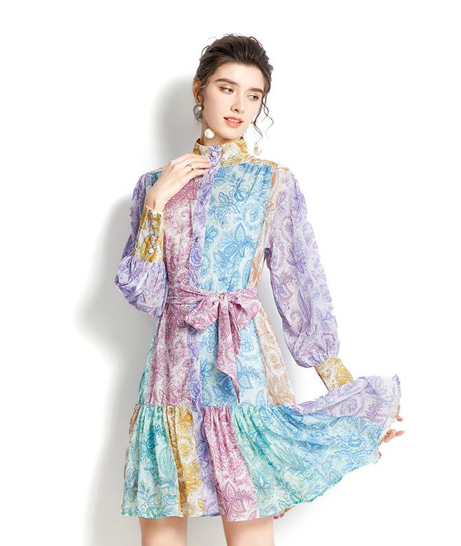 For Sale Color Matching Show Waist Fashion Dress