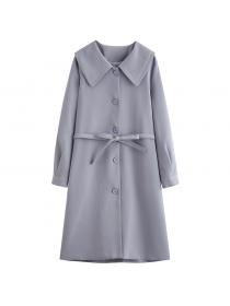 Outlet Mid-length doll collar windbreaker jacket women's loose long coat