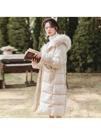Outlet fashion Korean style mid-length loose over-the-knee cotton-padded coat for women