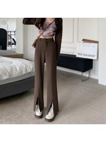 Outlet New style front slit trousers women's high waist slimming Korean style straight wide-leg trousers