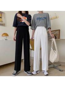 Outlet Spring new style suit pants high waist slimming elastic straight-leg pants