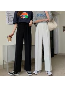 Outlet Spring new style suit pants high waist slimming elastic straight-leg pants 