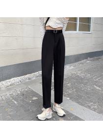 Outlet New Korean style loose high-waist trousers all-match suit pants with belt