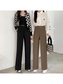 Outlet Autumn and winter new high waist slimming loose  straight-leg pants for women