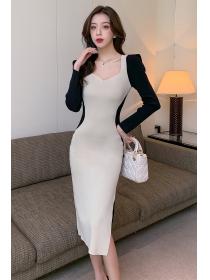 Outlet Split slim autumn and winter package hip dress for women