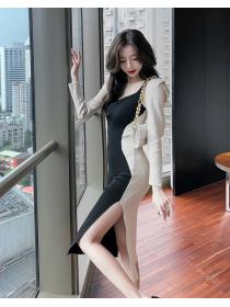 Outlet Split slim autumn and winter package hip dress for women
