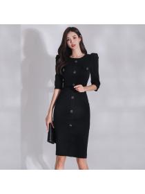 Outlet Spring fashion single-breasted profession dress