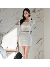 Outlet Spring package hip short skirt fashion tops 2pcs set