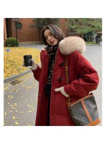 Outlet New style fur-collar thick white duck feather warm hooded Down coat