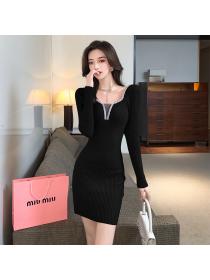 Outlet Slim rhinestone autumn and winter dress for women