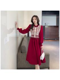 Outlet Round neck dress France style long dress for women