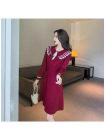 Outlet Red autumn and winter dress knitted overcoat for women