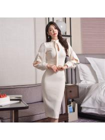 Outlet Korean style sexy spring long cstand collar dress