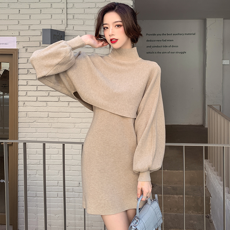 Outlet Knitted shawl France style sweater 2pcs set