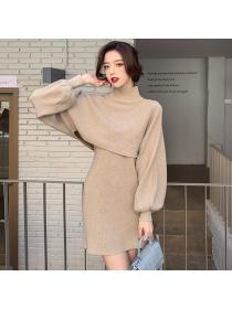 Outlet Knitted shawl France style sweater 2pcs set