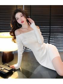 Outlet Long sleeve temperament bottoming knitted dress