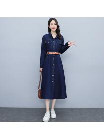 Outlet Pinched waist spring long sleeve dress for women