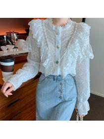 European Style Stand Collars Lace Fashion Top 