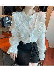European Style Stand Collars Lace Fashion Top 