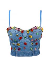 Outlet Diamond denim camisole tight-fitting bustier