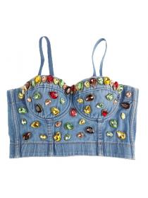 Outlet Diamond denim camisole tight-fitting bustier