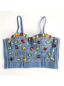 Outlet Diamond denim camisole tight-fitting bustier