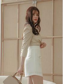 On Sale Drape Fashion Top+Tall Waist Pure Color Skirt 
