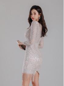 On Sale Hollow Out Lace Matching Slim Dress