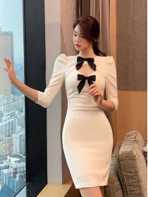 For Sale Bowknot Matching Fashion Hollow Out Dress