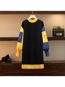 Outlet Autumn new plus size women's temperament knitted sweater dress