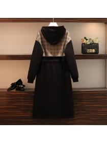 Outlet Spring new plus size women's  hooded high quality  temperament dress