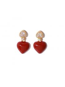 Korean fashion Zircon inlaid earrings Jewely Simple Elegant Women’s brass Ladies Accessories