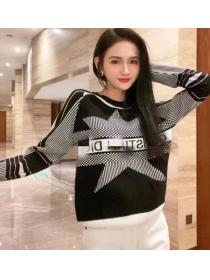 Korean Style Knitting Star Printing Fashion Top 