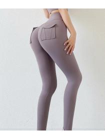 European Style Pure Color  High-Waist Workout Butt Lift Pants