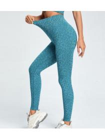 European Style Leopard Grain High-waist Hip-lifting Tights Yoga Pants