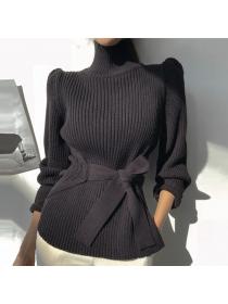 Outlet Korean fashion temperament matching high-neck knitted sweater for women
