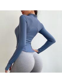 Outlet tight-fitting sports casual long-sleeved fitness clothes women's slim-fit quick-drying yoga training jacket 